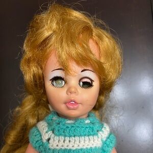 Stylish Doll with Teal and White Dress